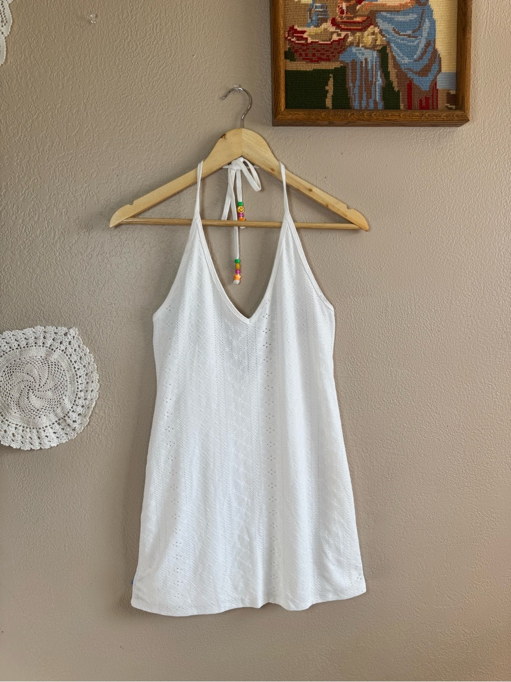 White Eyelet Halter Dress | Size XS